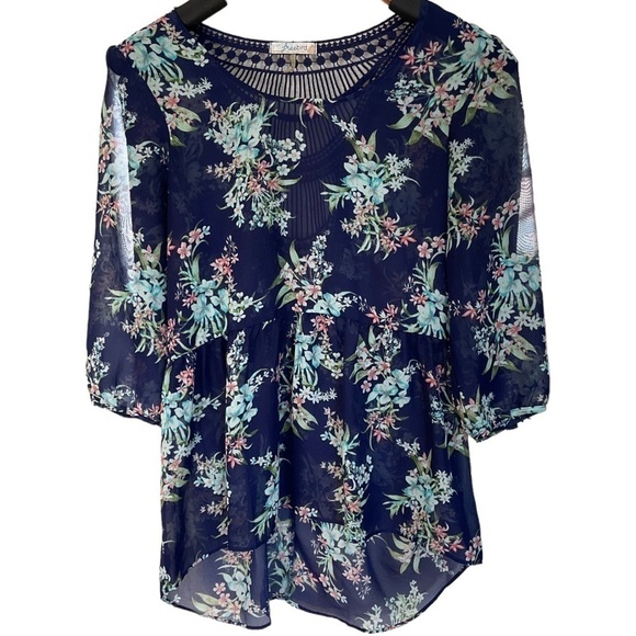 FREE BIRD hi-Lo sheer babydoll blouse size S/ - Picture 1 of 3